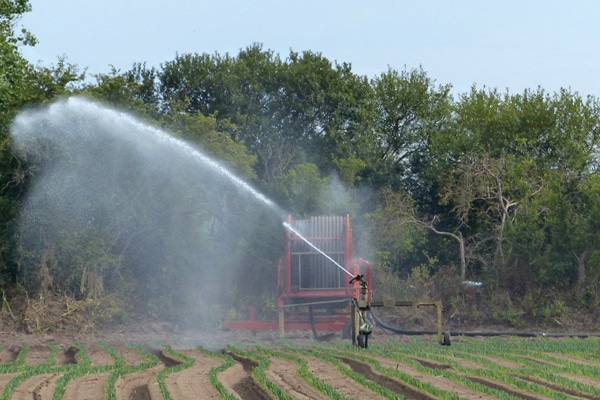 Irrigation par aspersion avec enrouleur | Perdr'Eau, Les Maîtres de l'Eau